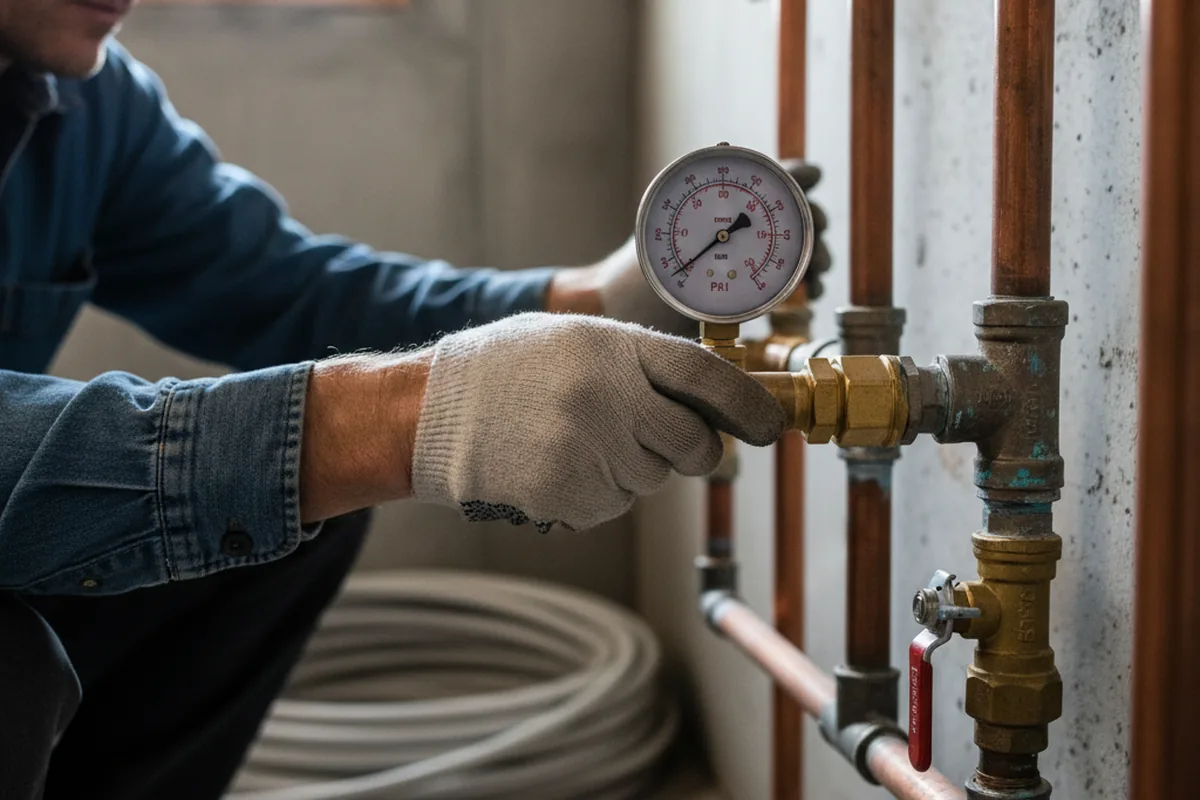 Pressure testing a repaired line during Water Line Repair in Springfield